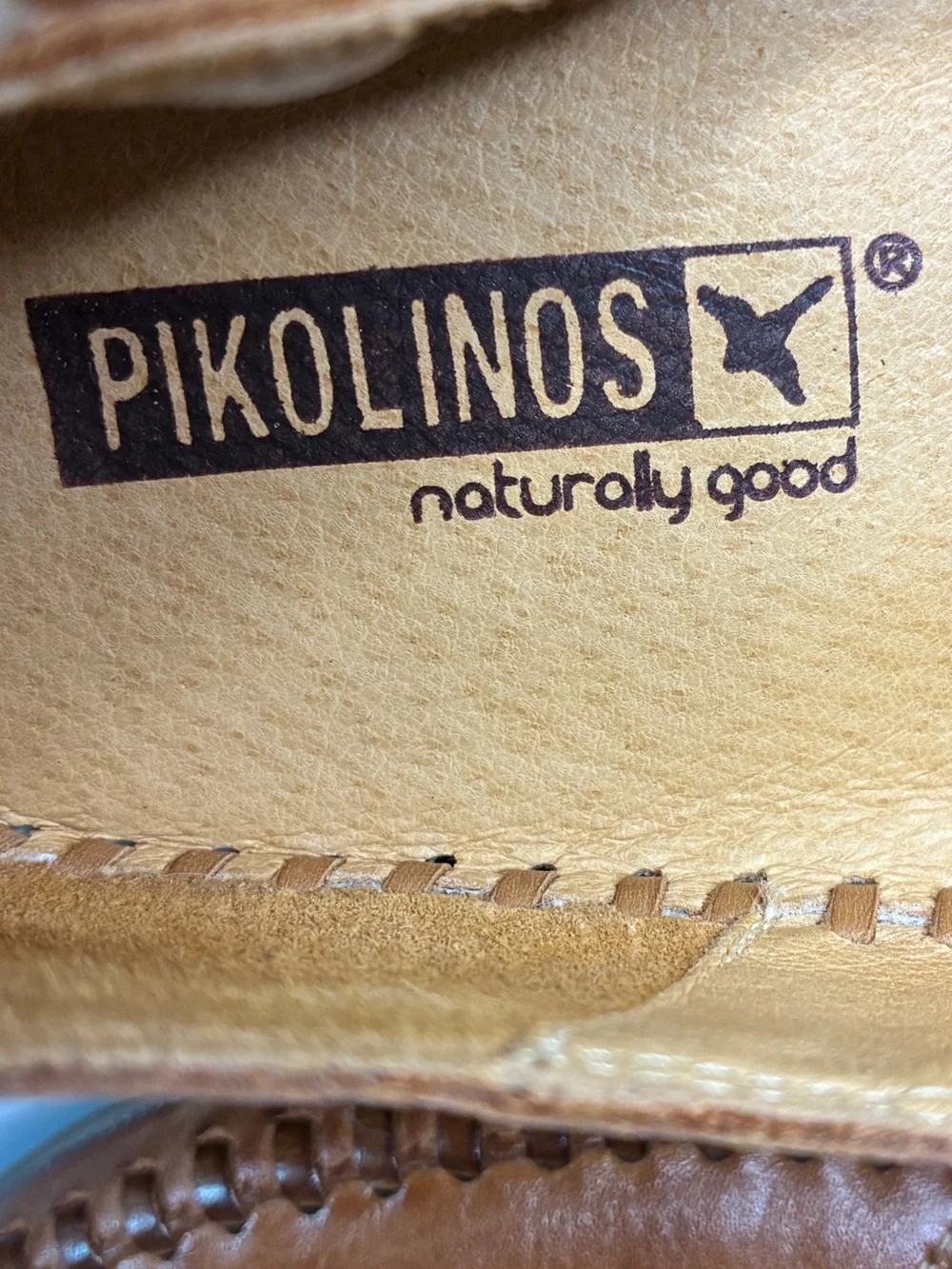 PIKOLINOS Cognac Leather Cutout Slip-On Flats
